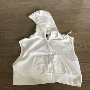White sleeveless hoodie